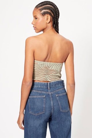 Crop top bustier en dentelle - Kaki
