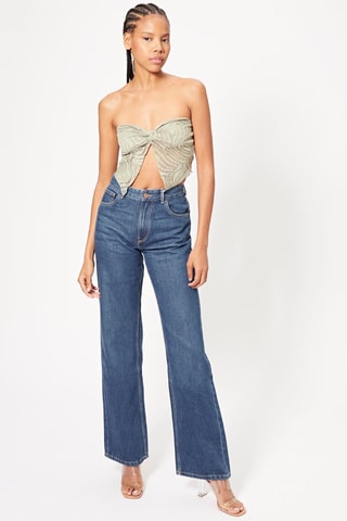 Crop top bustier en dentelle - Kaki