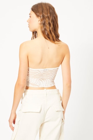 Crop top bustier en dentelle - Blanc