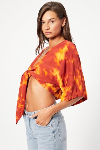 Crop top tie and dye - Vermelho e amarelo