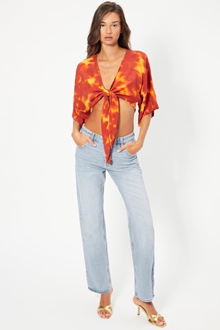 Crop top tie and dye - Vermelho e amarelo