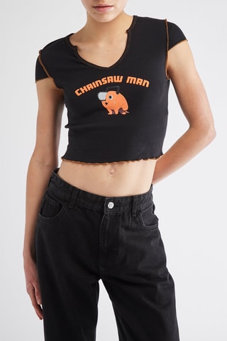 Crop top Chainsaw Man - Preto