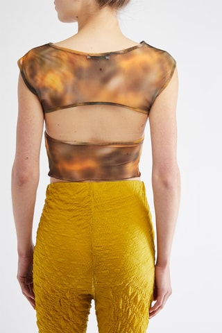 Crop top - Amarelo e castanho