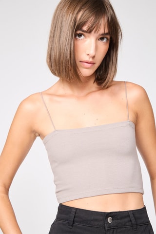 Crop top - Cinzento-claro