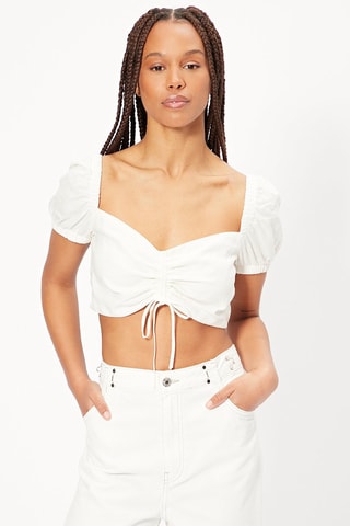 Crop top en lin - Blanc
