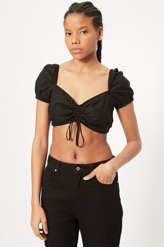 Crop top de linho Preto