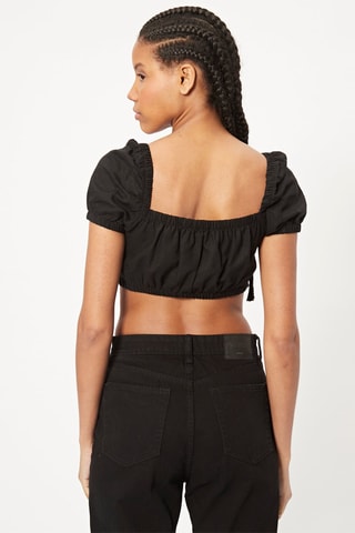 Crop top de linho Preto