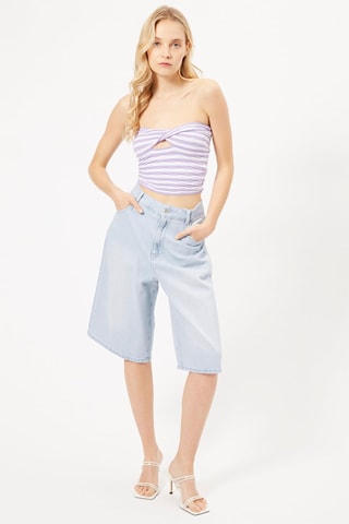 Crop top bustier - Blanc et mauve
