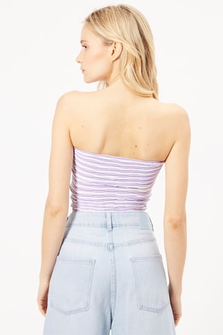 Crop top bustier - Blanc et mauve