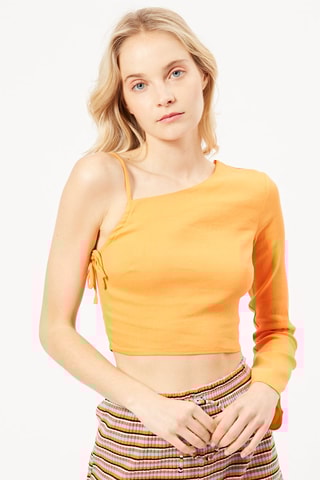 Crop top assimétrico Mostarda