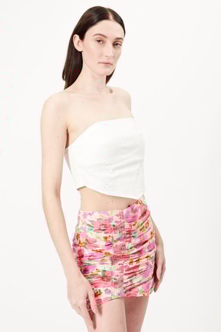 Crop top corpete em bordado inglês - Branco