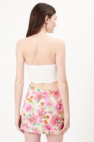Crop top corpete em bordado inglês - Branco