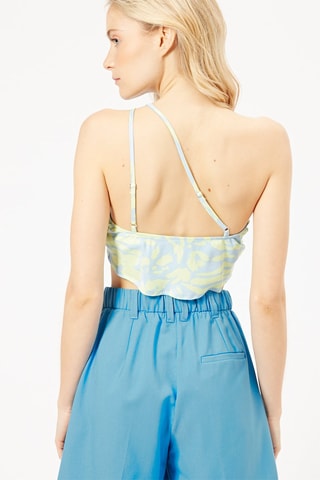 Crop top assimétrico Azul-claro e amarelo