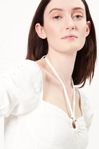 Crop top en broderie anglaise - Blanc