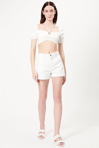 Crop top en broderie anglaise - Blanc