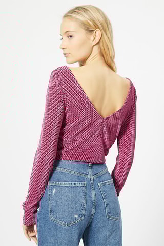 Crop top plissado Fúcsia e preto