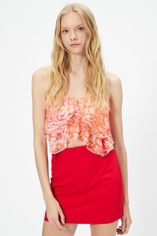 Crop top Coral e cru