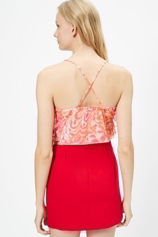 Crop top Coral e cru