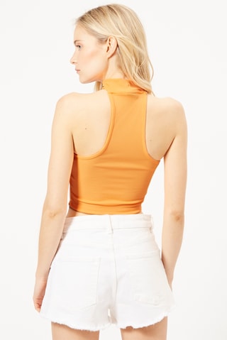 Crop top efeito ilusório Laranja