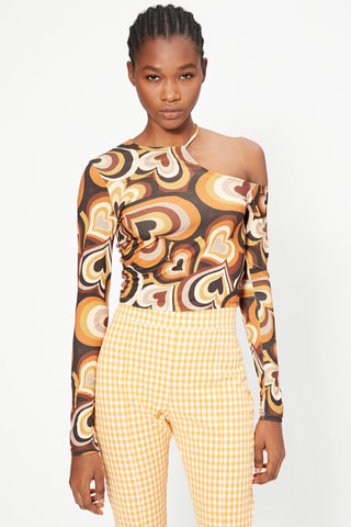 Crop top Castanho