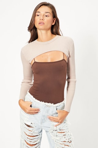 Camisola curta - Toupeira e castanho