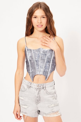 Crop top tie and dye - Azul-marinho