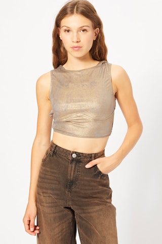 Crop top com capuz - Dourado