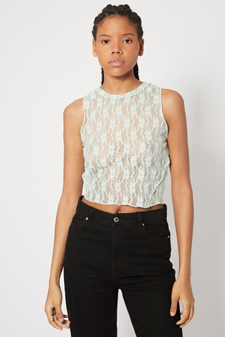 Crop top de renda Verde-água