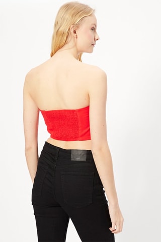 Crop top corpete em linho Vermelho