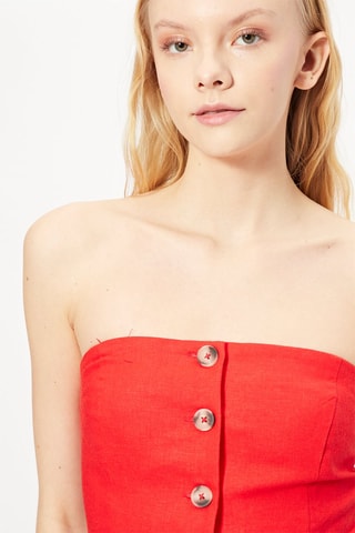 Crop top corpete em linho Vermelho