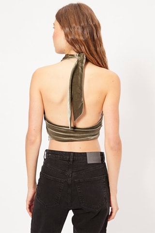 Crop top de veludo - Caqui