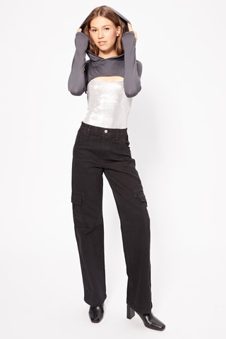 Crop top com capuz - Cinzento