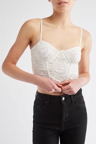 Crop top en dentelle - Blanc