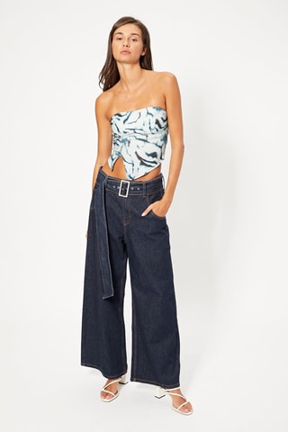 Crop top bustier - Blanc et bleu