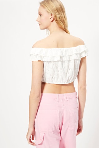 Crop top de bordado inglês Cru