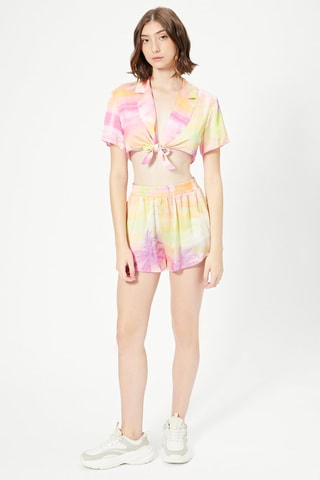 Crop top tie and dye Rosa e amarelo