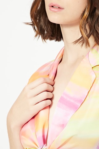 Crop top tie and dye Rosa e amarelo