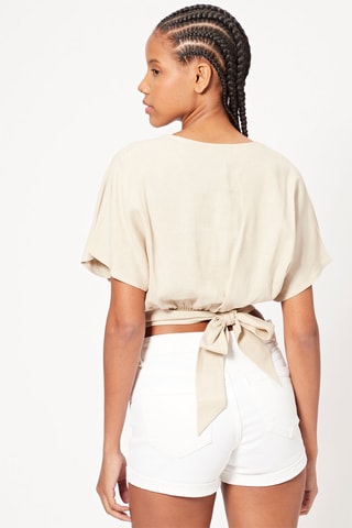 Crop top em linho - Bege