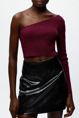Crop top assimétrico - Bordô
