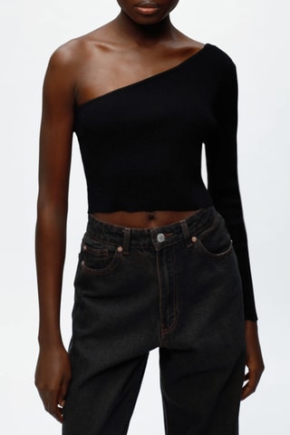 Crop top assimétrico - Preto