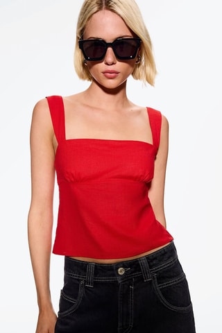Crop top en lin - Rouge