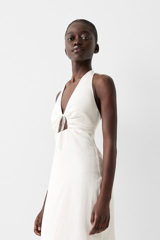 Vestido compridas em linho - Branco