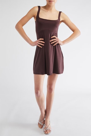 Vestido estilo patinadora - Castanho