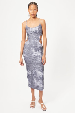 Vestido justo - Violeta e branco