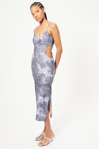 Vestido justo - Violeta e branco
