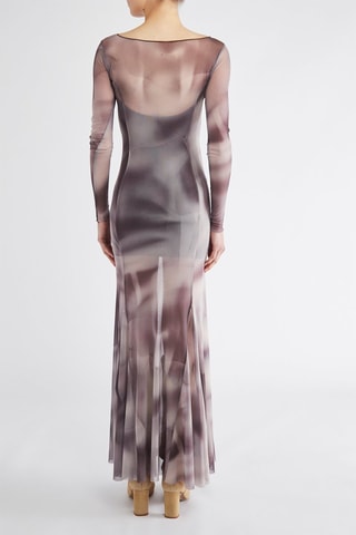 Robe longue - Gris et marron