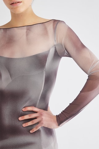 Robe longue - Gris et marron