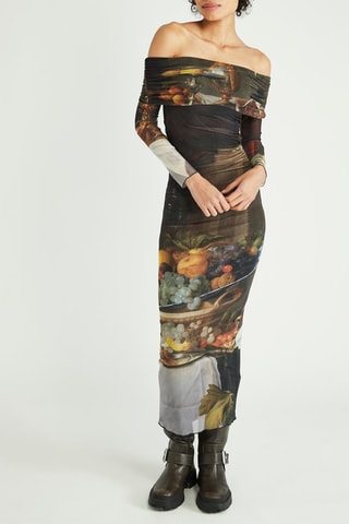 Robe longue - Noir et marron