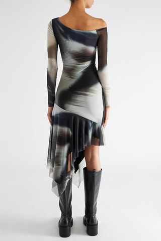 Robe asymétrique - Blanc et bleu marine