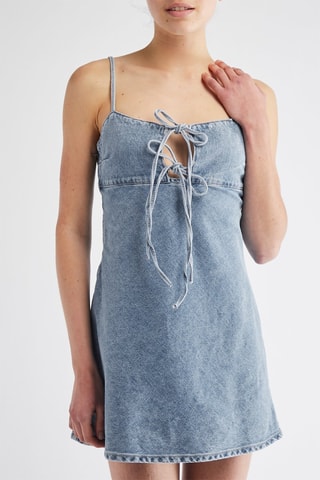Vestido direito de ganga - Azul